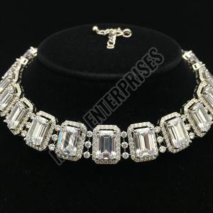 High-polish Brass Elegant Artificial Diamond Choker High-fashion