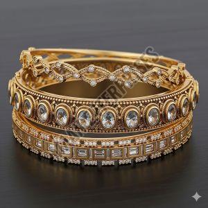 Gold Plated Brass Bangles with Zircon Stones