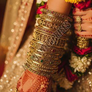 Gold-plated Cubic Zirconia Heavy Bridal Brass Bangles Wedding