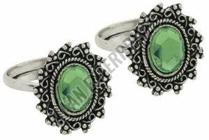 Antique Brass Kundan & Pearl Toe Rings Bridal, Wedding