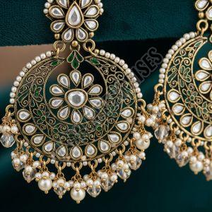 Kundan Style Brass Earrings Wedding Bridal Events Royal
