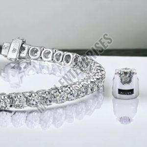 Platinum-plated Brass Luxury Artificial Diamond Tennis Bracelet
