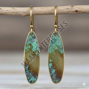 Simple Brass Drop Earrings with Patina Finish