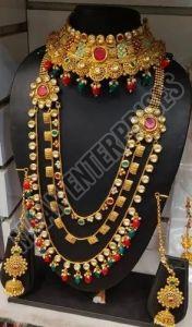 Brass Temple Jewelry Necklace Set Traditional Ceremonies, Wedding