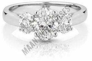 Gold-plated Brass Three Stone Artificial Diamond Ring