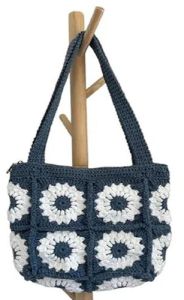 Embroidered Cotton Flower Pattern Crochet Handbags Standard