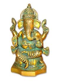 Ganesh Brass Statue (Ganesh Sitting with or without Ring)