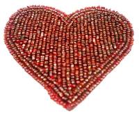 Glass Beaded Coaster (Burgundi Glass Beads Heart Shape)