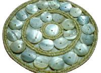 Glass Beaded Coaster (Ivory Glass Beads Natural Cell)