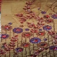 Embroidered Handloom Silk Fabric