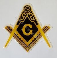 CAR DECAL GOLD SQUARE & COMPASS WITH G