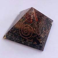 Black Tourmaline Orgone Pyramid with Crystal Point