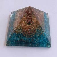 Blue Orgone Energy Pyramid with Crystal Point