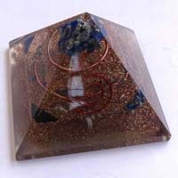 Copper Three Layer Orgone Pyramid With Crystals