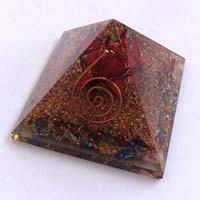 Mix Chakra Stone Orgone Pyramid with Red Jasper Markaba