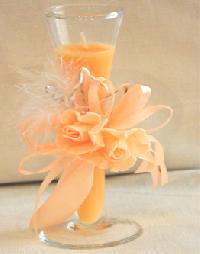 Peach Colour Candle with  Glass Holders
