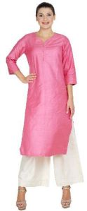 Checked SSTC008-PK Tussar Cotton Kurtis, Occasion : Casual Wear, Formal Wear, Party Wear