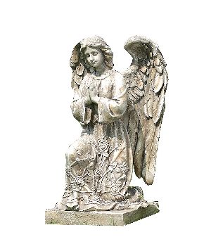 Kneeling Praying Angel on Pedestal Garden Statue