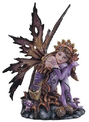 Purple Fairy Sitting Collectible Figurine Decoration Statue