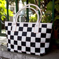 Ladies Two Colour Square Tote Handbags