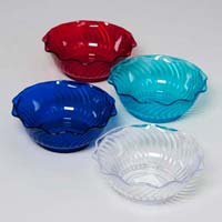 Bowl Plastic 13 Oz Swirl in Plastic Basket Display 4colors