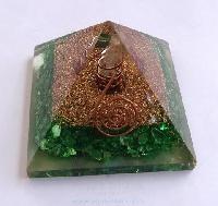 Green Orgone/ Orgonite Energy Pyramid with Crystal Point