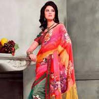 Aesthetic Multicolor Printed Saree