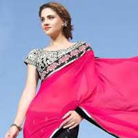 Elegant Black & Pink Designer Saree