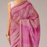 Exquisite Pink Ivory Printed Saree