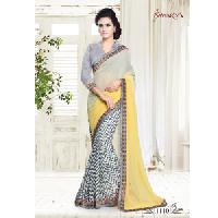 Luscious Gray & Yellow Designer Sarees