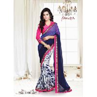 Tantalizing Blue & Off White Designer Sarees