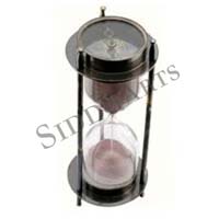 Decorative Brass Sand Timer With Compass