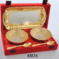 GOLD PLATED BOWL,SPOON SETS with TRAY