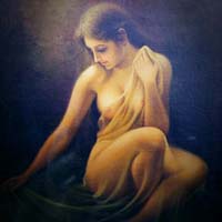 Indian nude lady oil painting