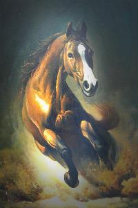 Running wild horse oil painting