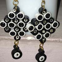 black with white stone ear ring