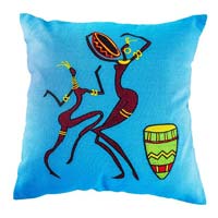 Embroidered African Dance Cushion Cover