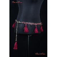 Belts - Metallic waist chain with deep rose pink thread tassel
