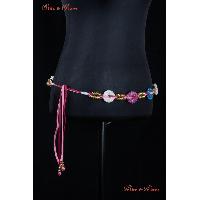 Belts - Multi-coloured, rounded, flat beads
