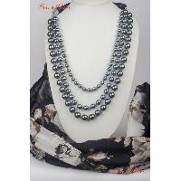 Fashion Jewelled Scarf - Grey and blue Onyx beads