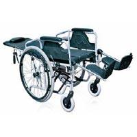 Fully Reclining Powdered Commode Wheelchair