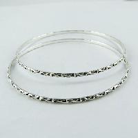 Sterling Silver Bangles (Antique Design Embossing Oxidized Silver 925)