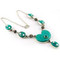 Romantic Life Turquoise Pearl S Hook Back Lock 925 Sterling Silver Nec