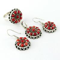 Sterling Silver Earrings (Stunning Coral Embossing Engraving Oxidized 925)