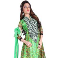 Fs2440 aryadress green Georgett embrodary work  anarkali type suit