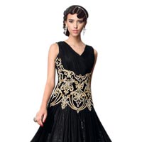 Black Semi Stitched Anarkali Gown