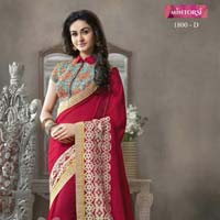 Designer Embroidered Faux Georgette Party Wear Saree