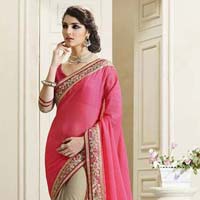 Designer Pink & Gold Bridal Saree