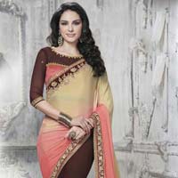 ETHNIC EMBROIDERED DESIGNER FAUX CHIFFON & NET PARTY WEAR SAREE