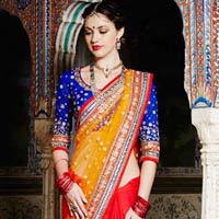 Red Designer Embroidered Party Wear Saree